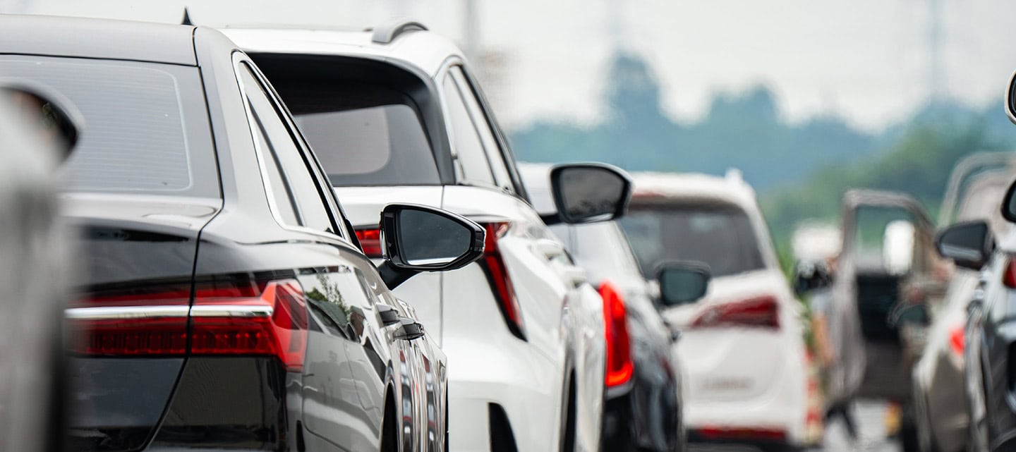 A lot of traffic backed up on the motorway