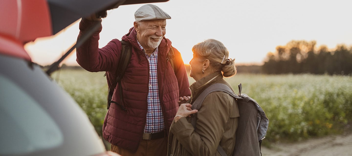 Senior couple on a road trip