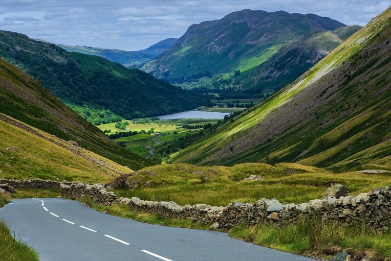 The Kirkstone Pass in the Lake District with some dramatic clouds