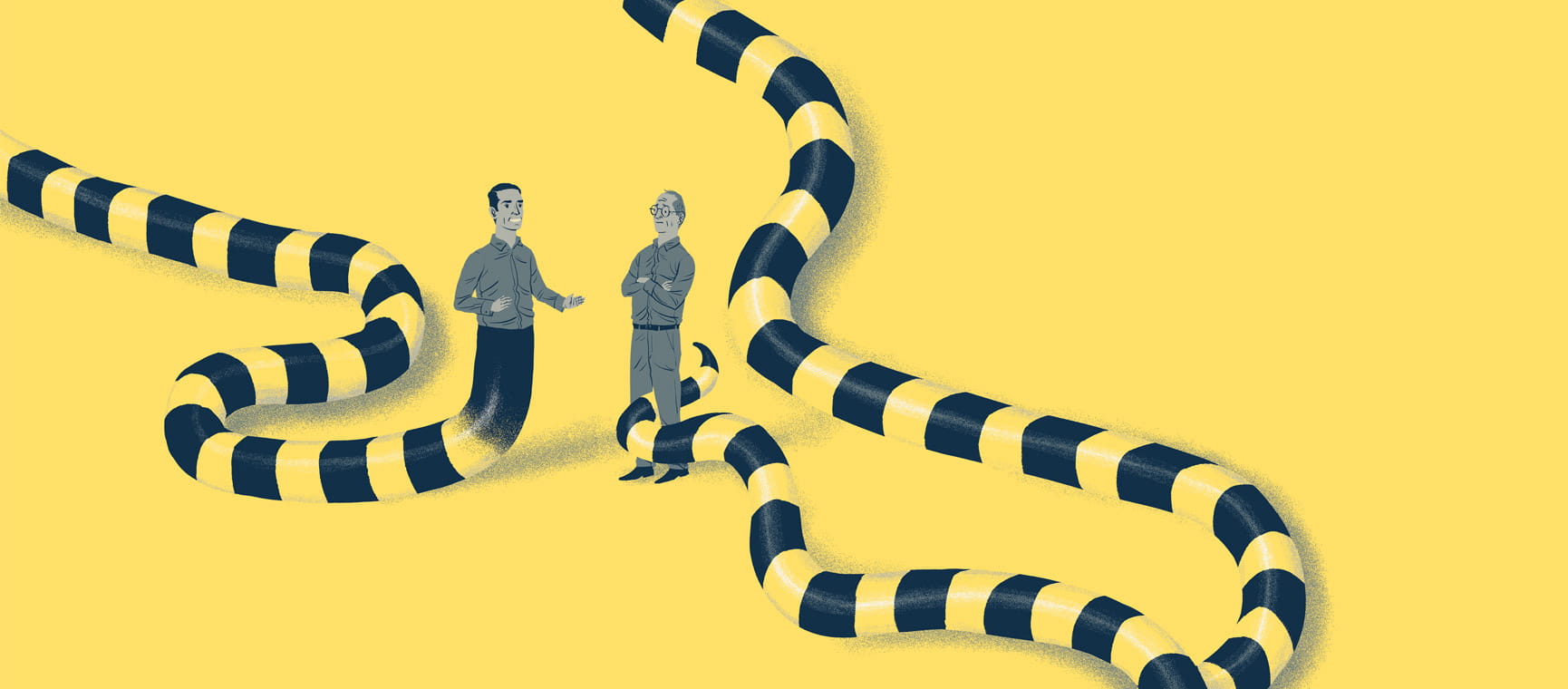 An image of a snake surrounding two men