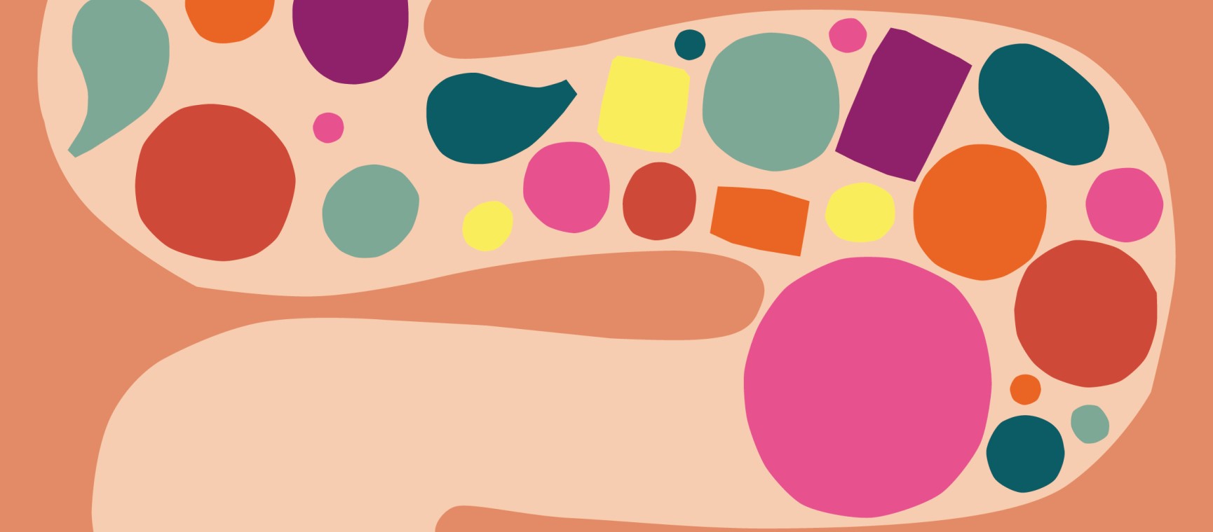An illustration of food moving and getting stuck in the gut | Anna Kövecses / Handsome Frank