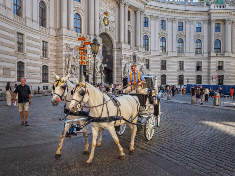 A horse-drawn carriage awaits outside the  Hofburg, the Habsburgs' winter palace | Reinhard Schmid/4Corners