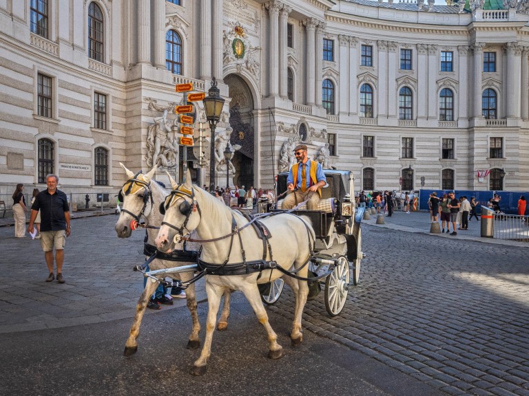A horse-drawn carriage awaits outside the  Hofburg, the Habsburgs' winter palace | Reinhard Schmid/4Corners