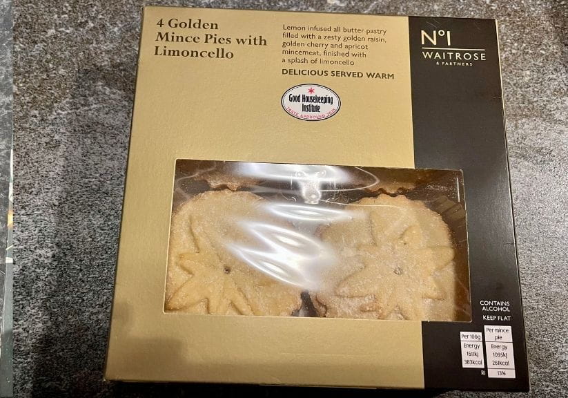 A box of four Waitrose Limoncello Mince Pies