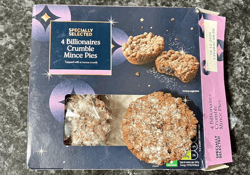 A box of Aldi Billionaire's Mince Pies