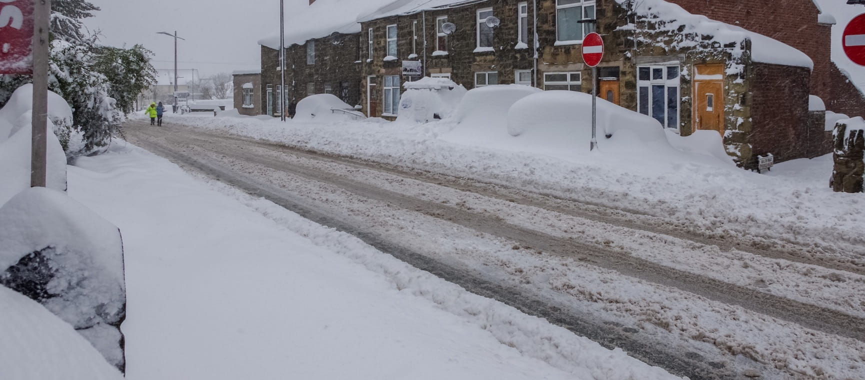 A UK street covered with snow