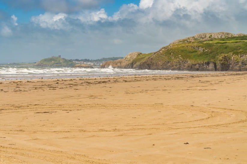 Black Rock Sands Beach near Morfa Bychan with Criccieth in the background