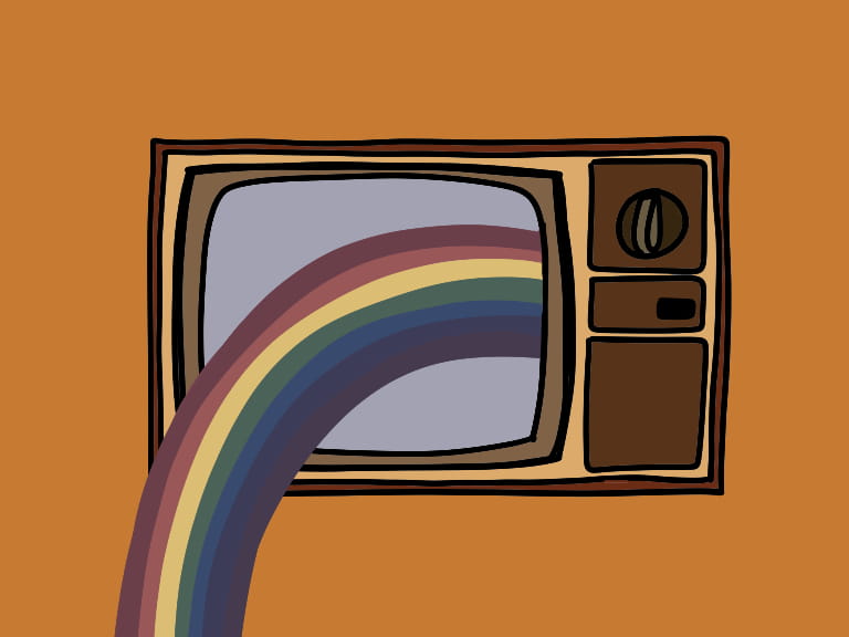 An illustration representing  British children's television series Rainbow
