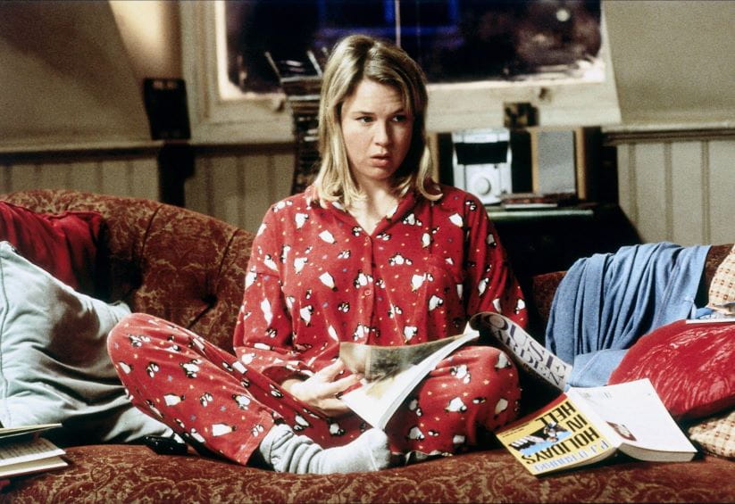 Bridget Jones sat in her flat writing her diary