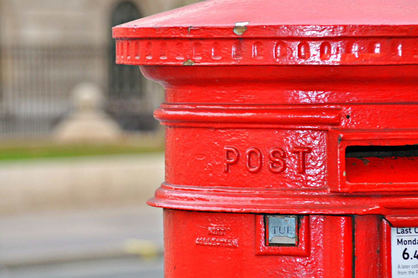 posting a letter in a UK postbox