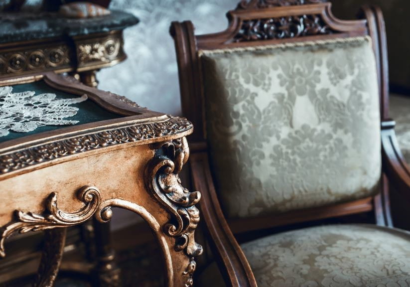 chair and table from an attic