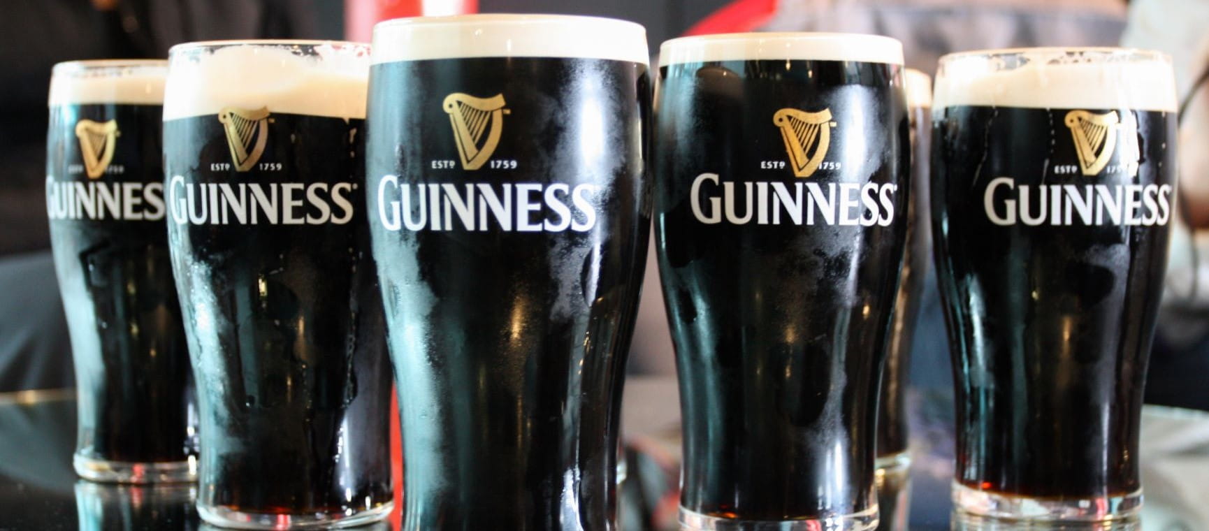 5 pints of Guinness lined up
