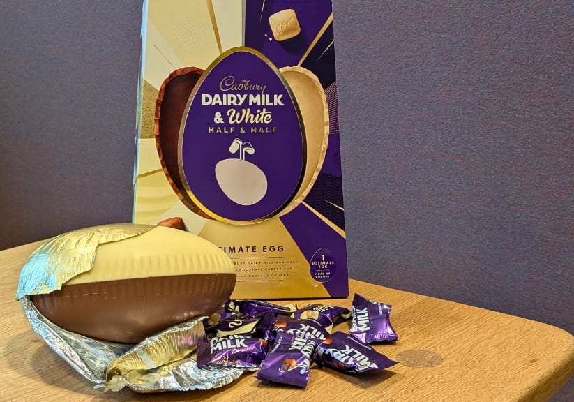Dairy Milk Half n Half just outside the box