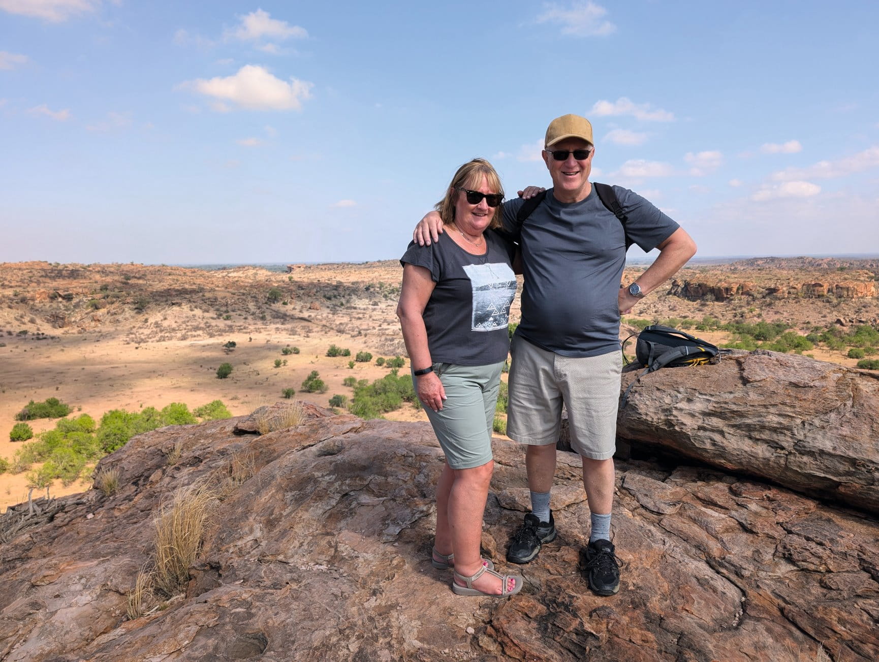 Steve and Viv from Race Across the World on safari