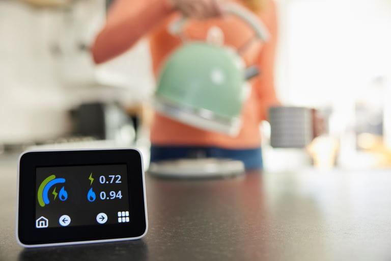 Smart meter next to the kettle in the kitchen for easy access