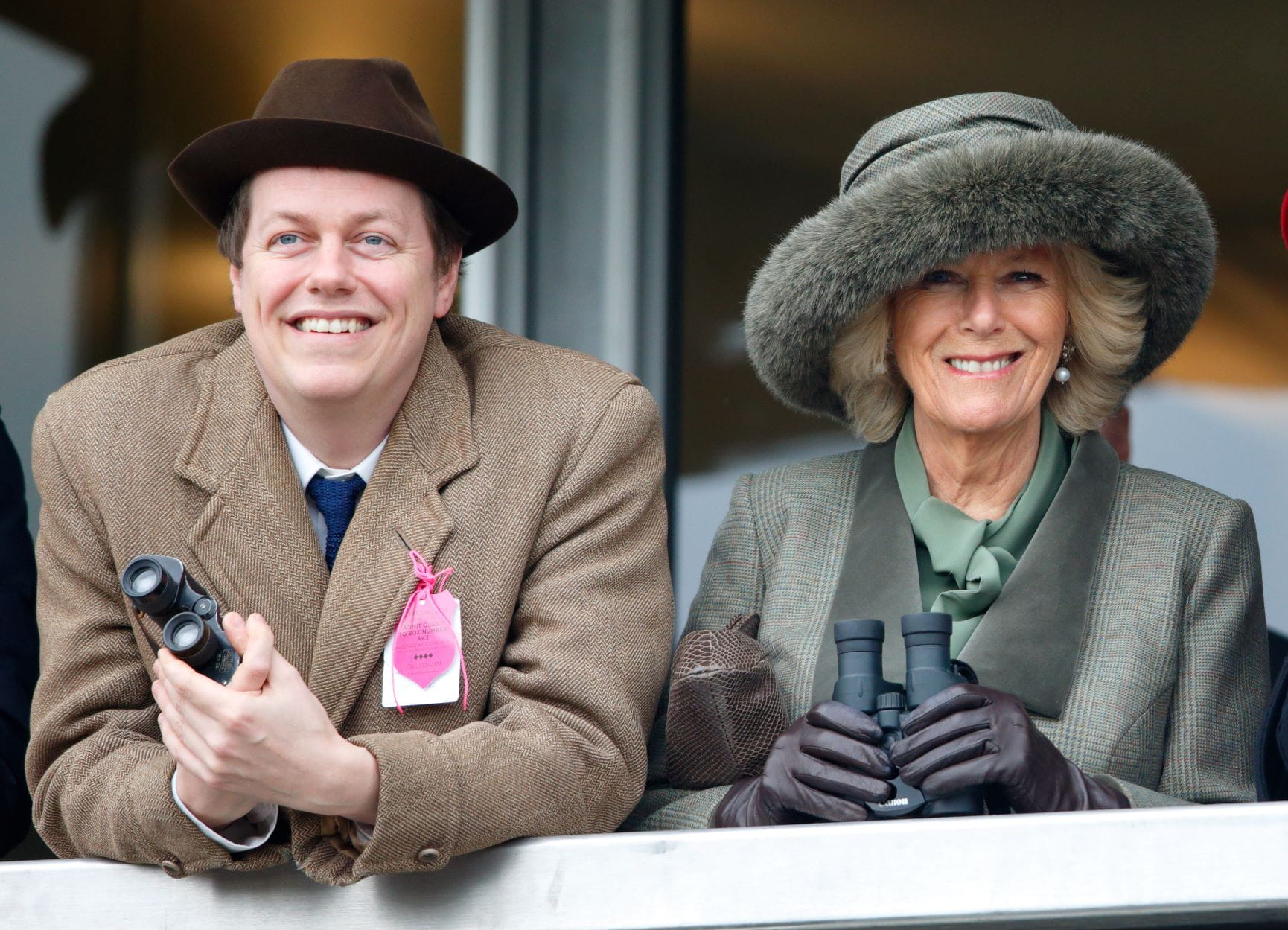 Tom Parker Bowles and Camilla looking out to the distance