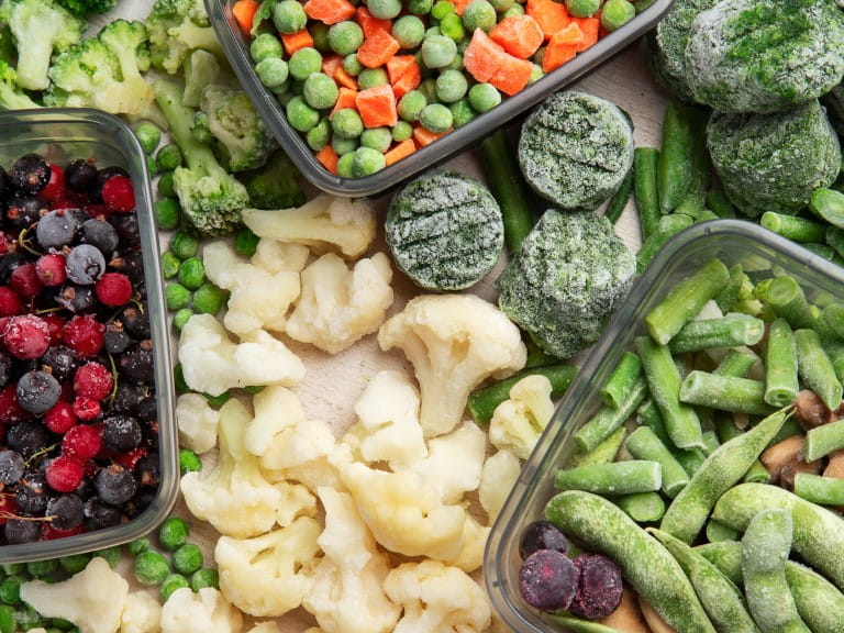 A selection of frozen fruit and veg
