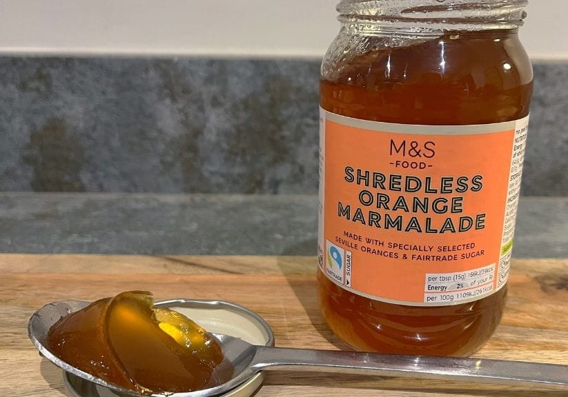 A jar of M&S Shredless Orange Marmalade