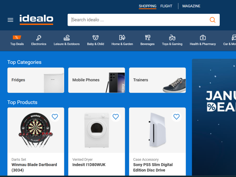 A screenshot of the idealo app