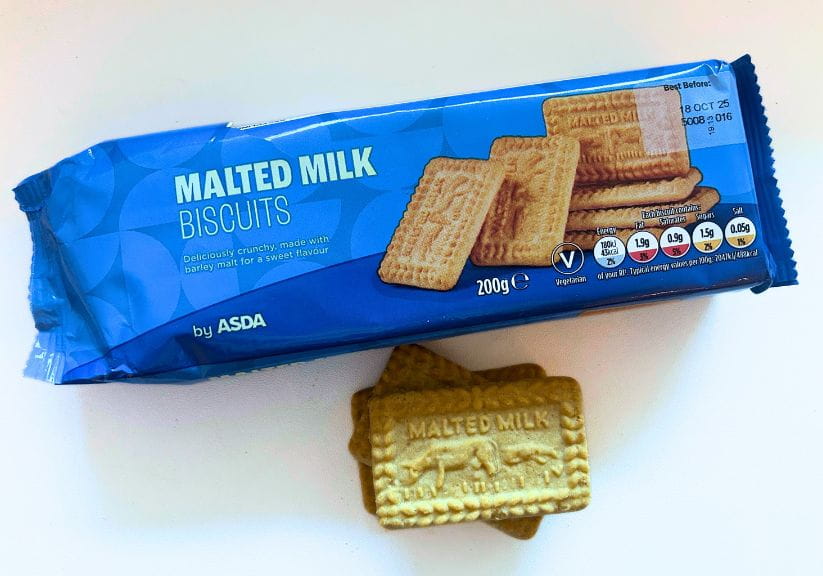 Malted Milk packet of biscuits against a white background