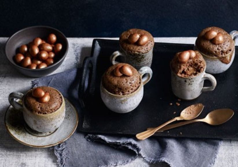 A selection of chocolate Easter mug cakes by Good Food