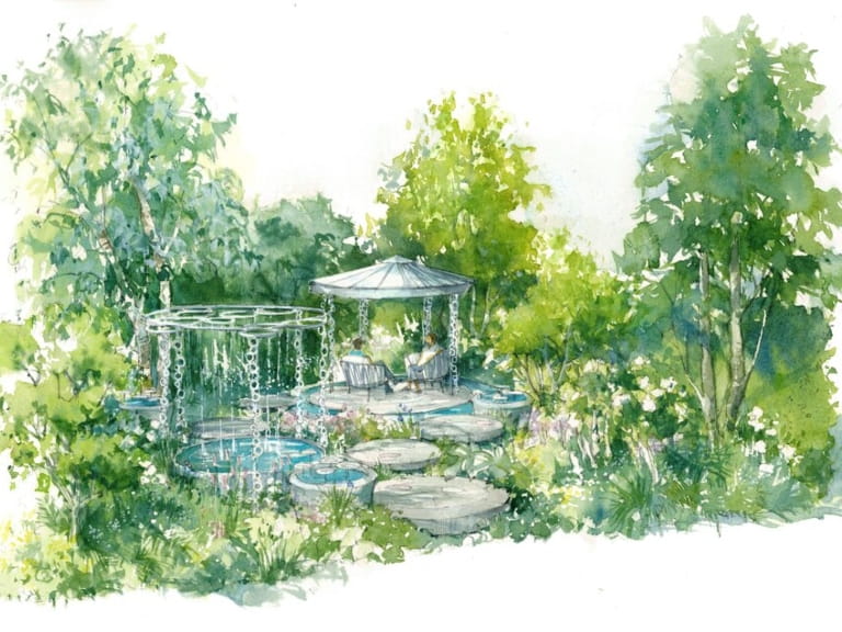 A design of the Boodles Raindance Garden for the 2025 Chelsea Flower Show