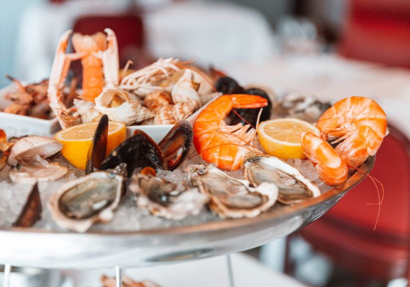 A big plate of different shellfish