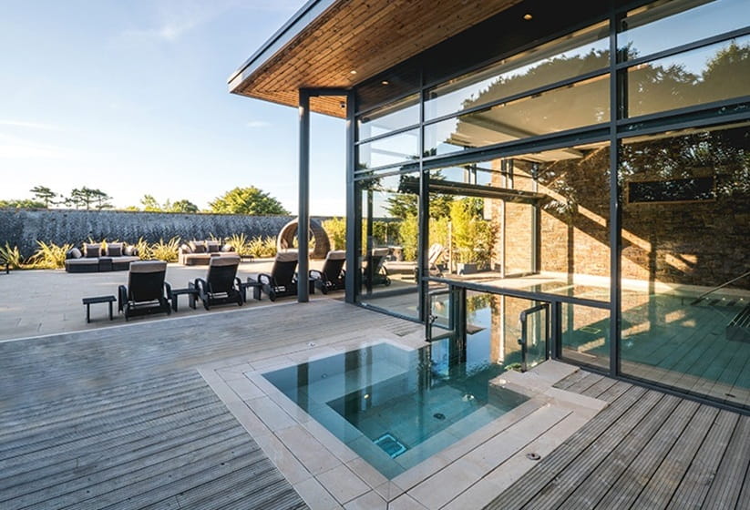 Poolside view at Boringdon Hall