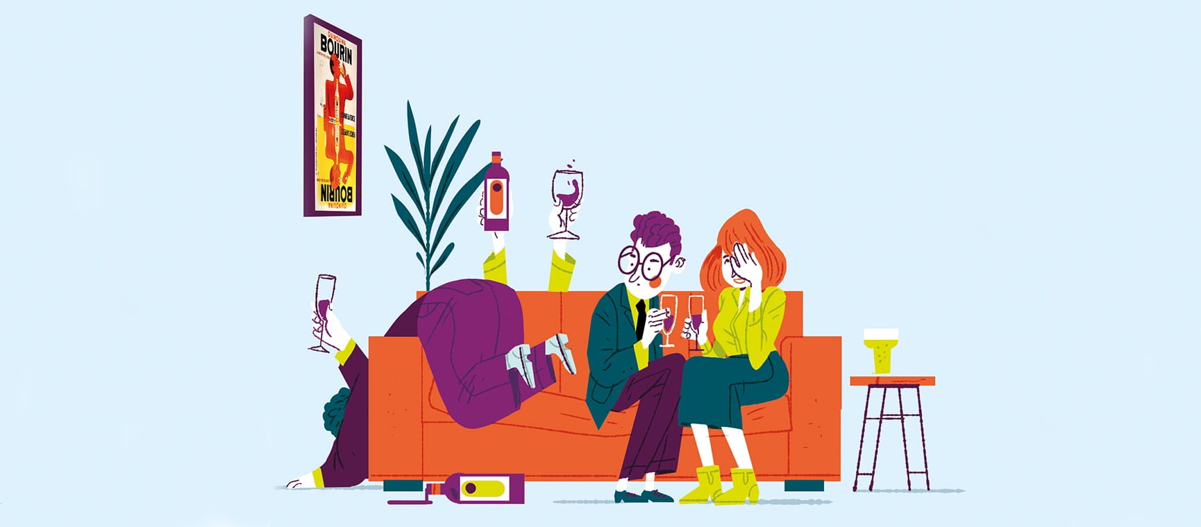 Boozy friends illustration