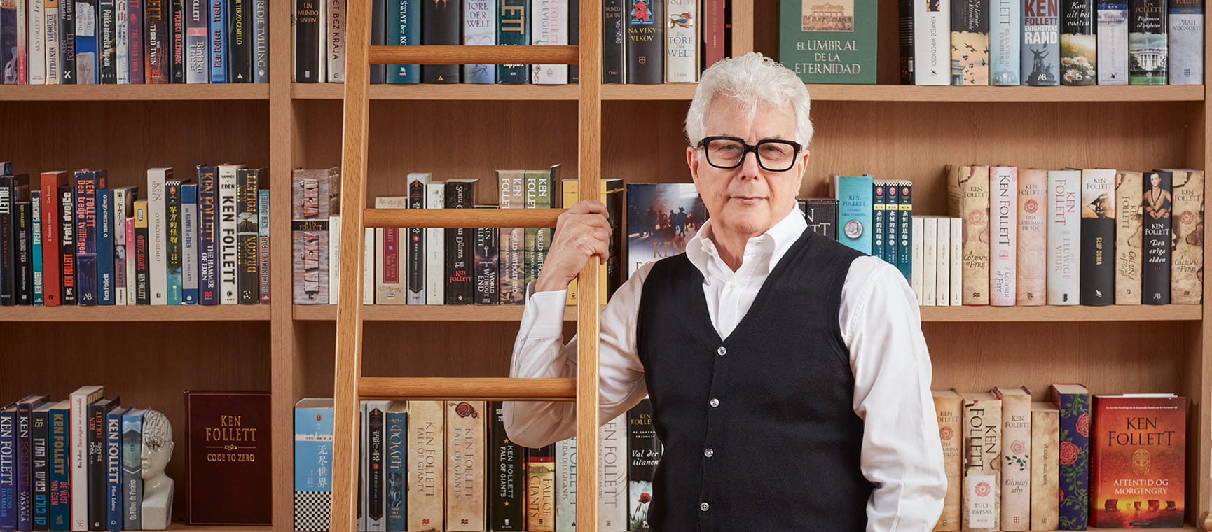 Ken Follett at his home in Hertfordshire
