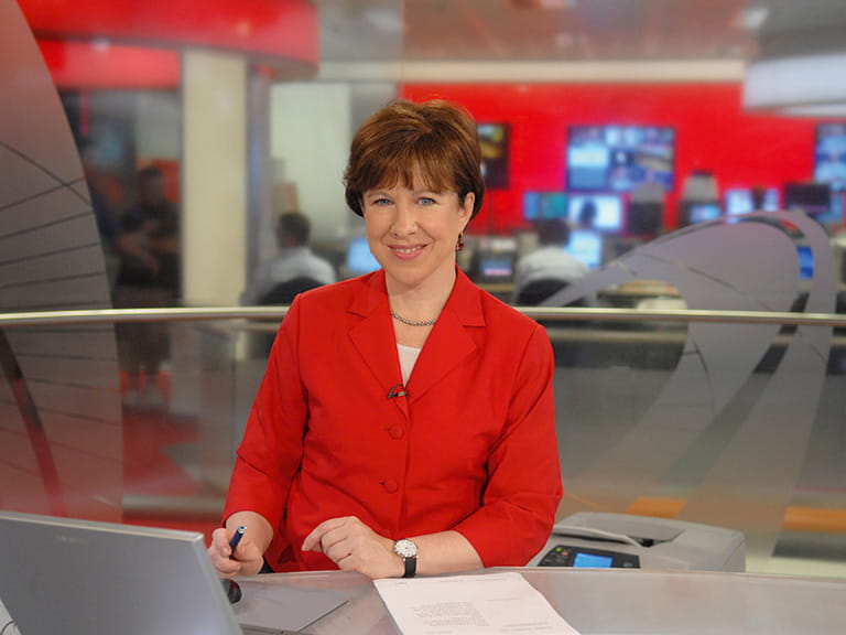 Lyse Doucet on the set of BBC World News.
