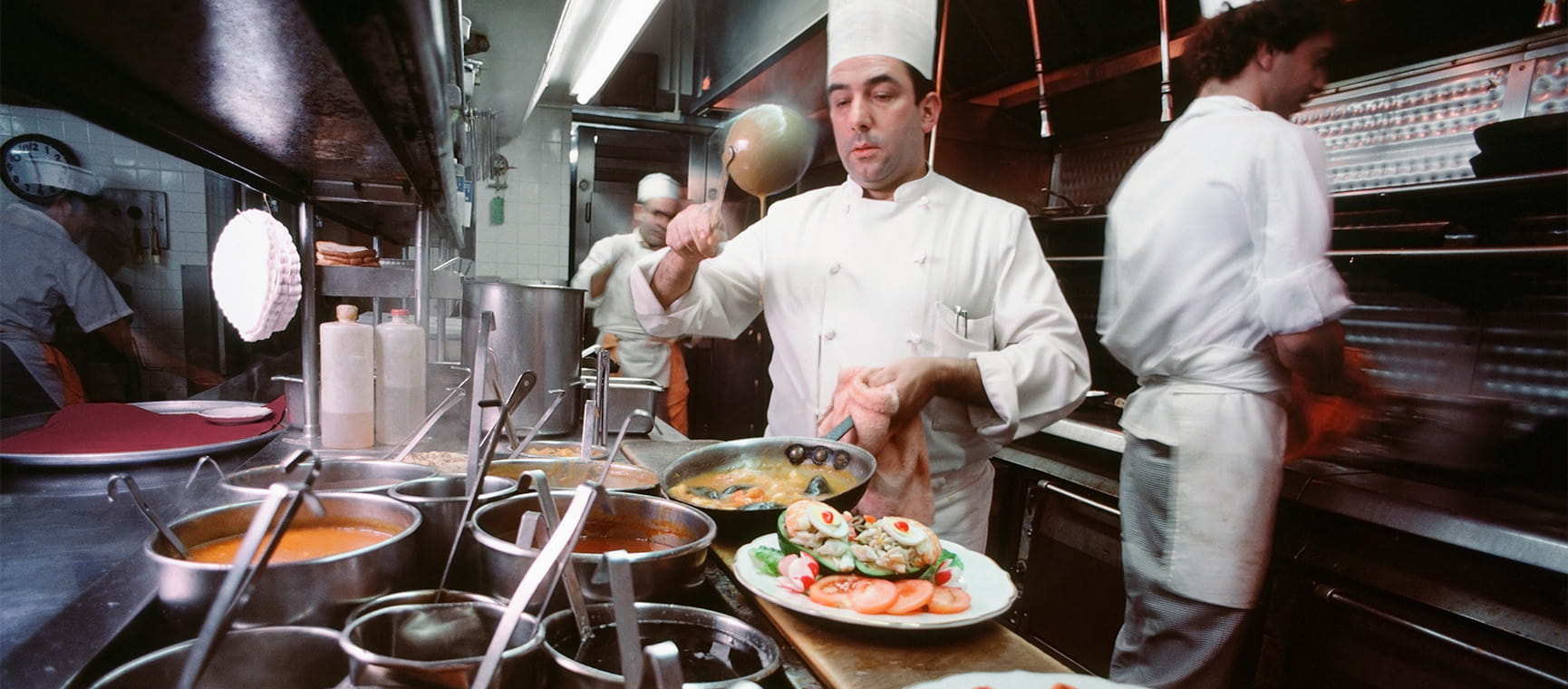 Chefs in a busy kitchen 