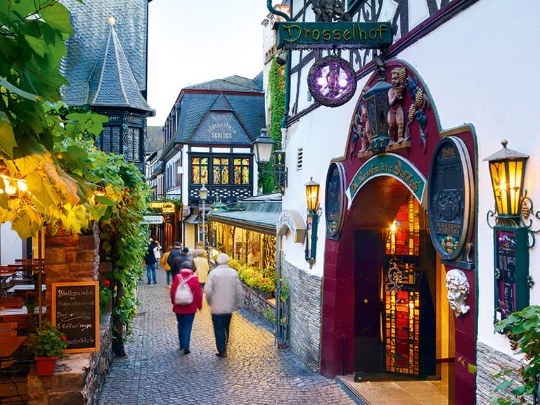 A scene on an old city street in Germany