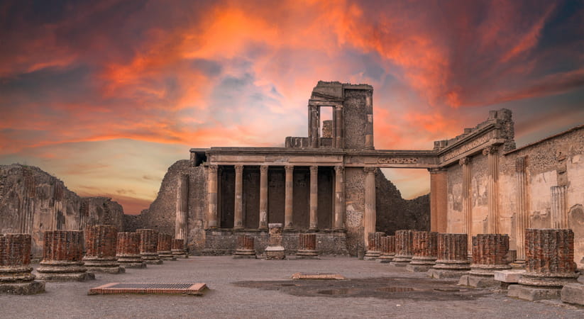 The Pompeii Basilica at sunset