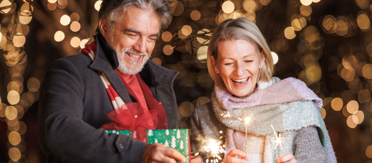 An older couple celebrating the festive season