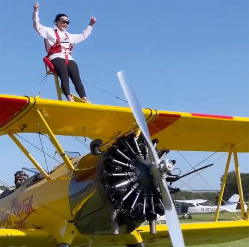 Shirley Ballas wing walking