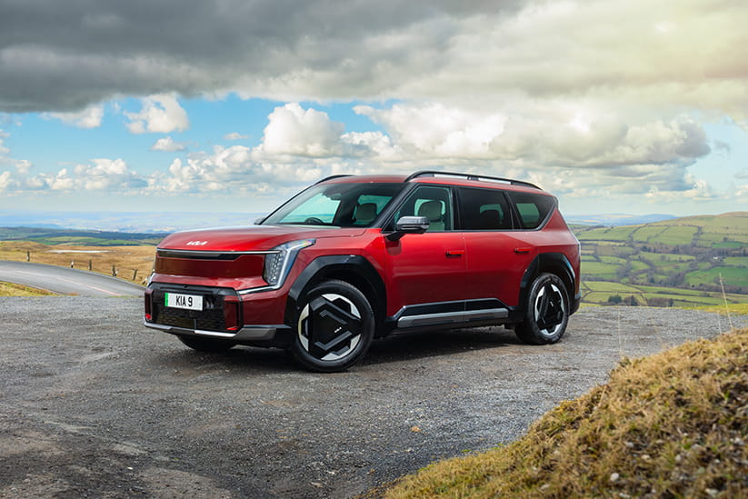 A red Kia EV9 GT line