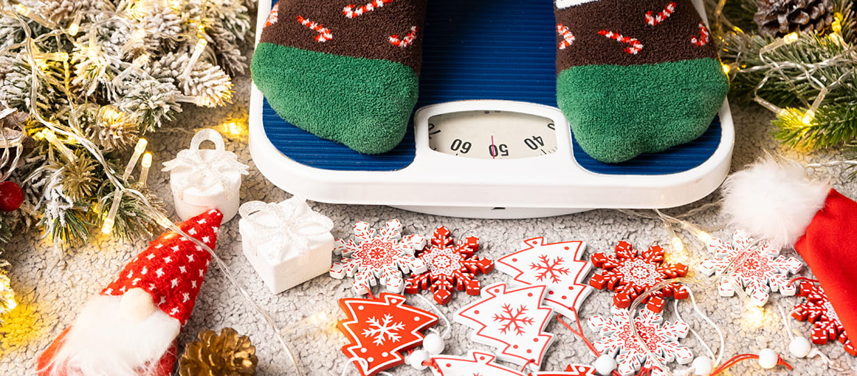 Somebody weighing themselves over Christmas 