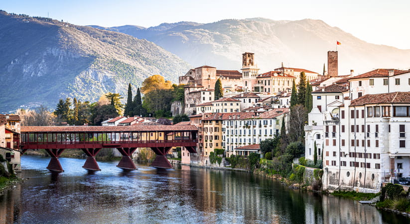 Sunrise over the river in Veneto Italy