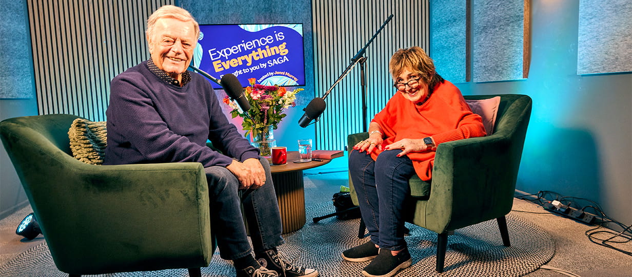 Tony Blackburn sitting with Jenni Murray