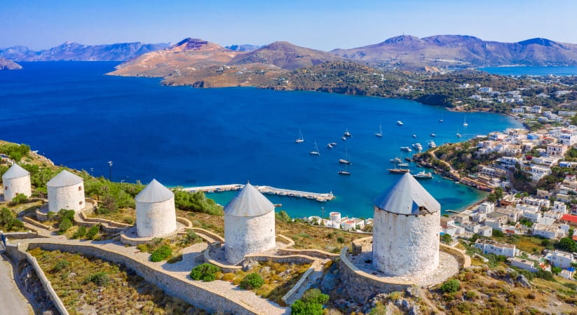 Aerial view of Leros in Greece