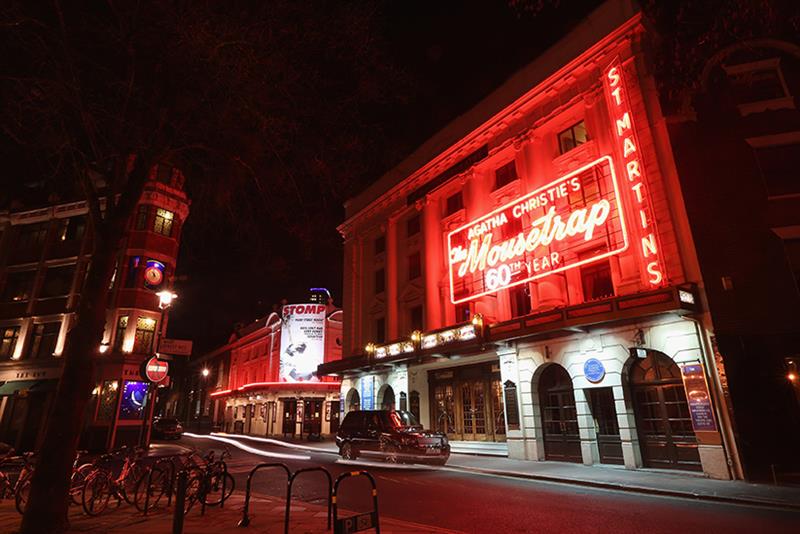 The outside of the theatre showing The Mousetrap
