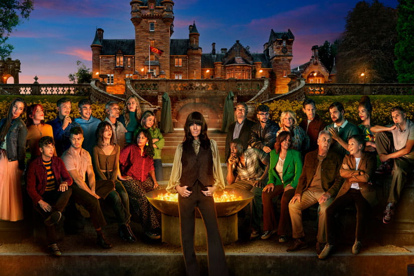 Group shot of Traitors outside the mansion