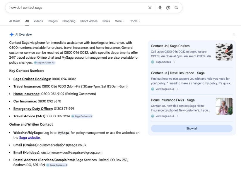 A screenshot showing an AI overview