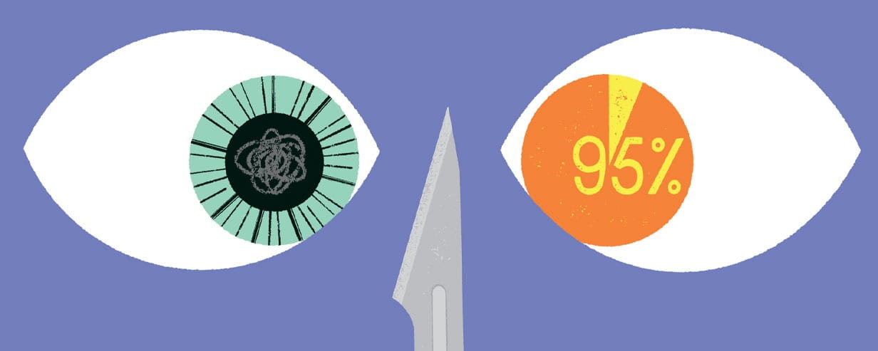 Illustration of two eyes with a knife in between