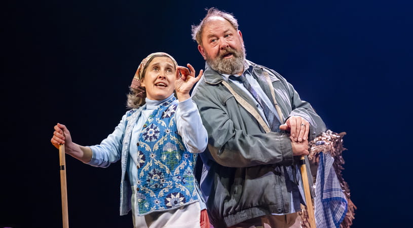 Jenna Russell and Mark Addy performing in stage show The Unlikely Pilgrimage of Harold Fry