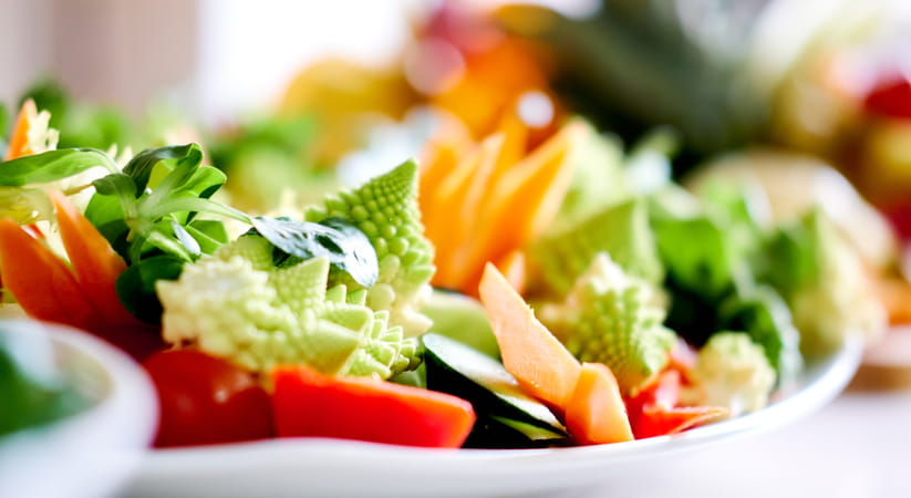 Close up of a plate of salad vegetables