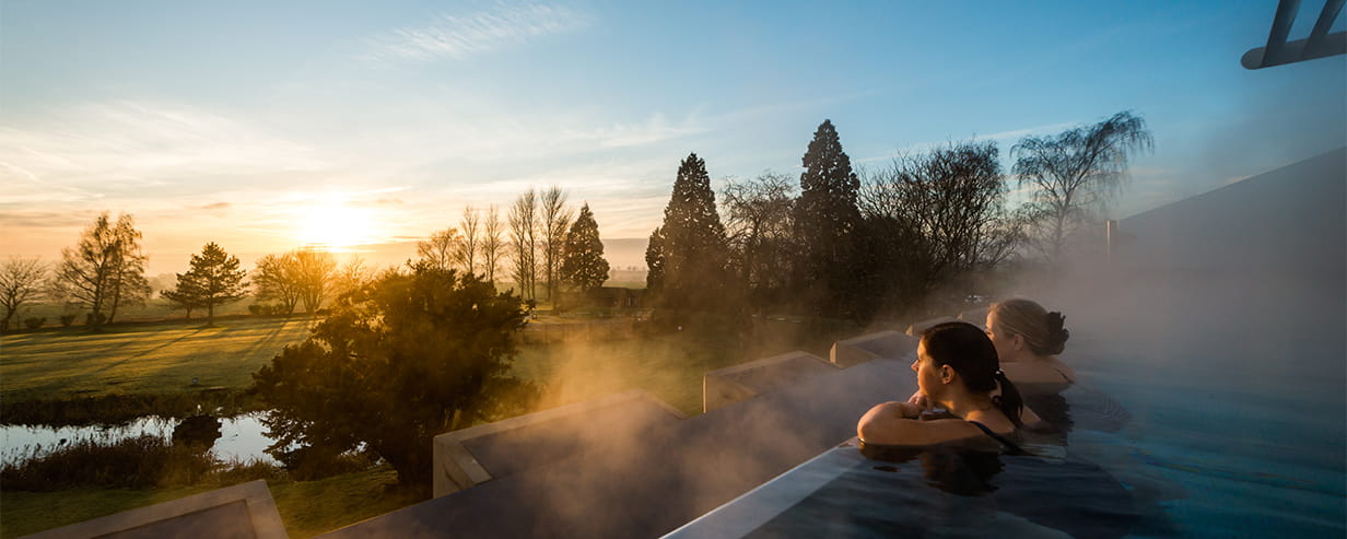 Two women in the Ragdale Hall Spa infinity pool