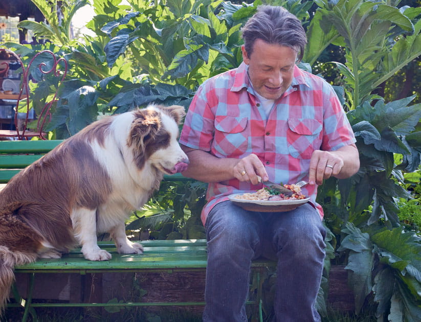 Jamie Oliver with his dog