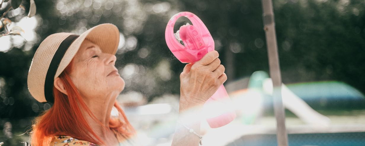 A woman staying cool in a heatwave